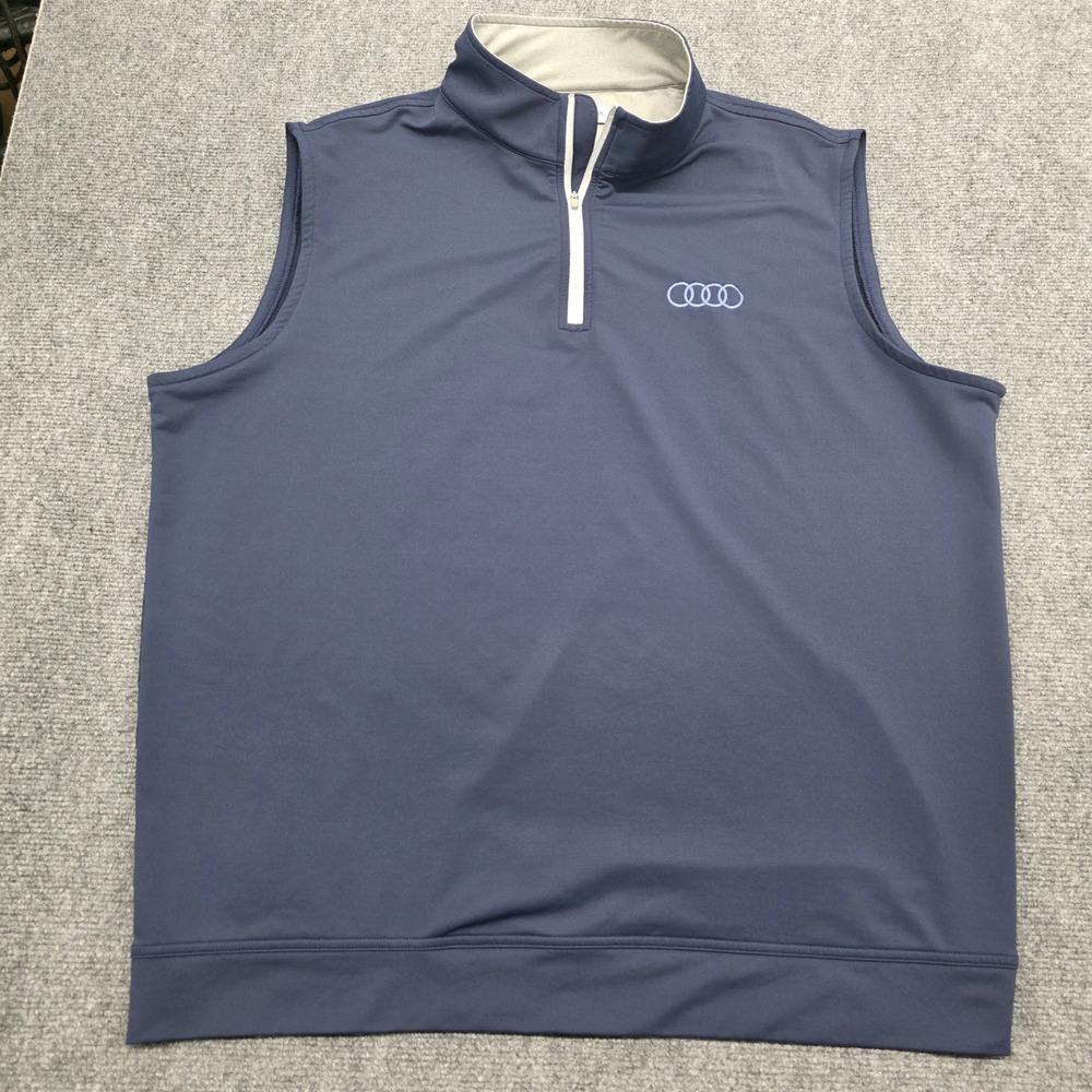 Peter Millar Mens XL Audi Golf Vest Navy Blue Quarter Zip Performance Pullover